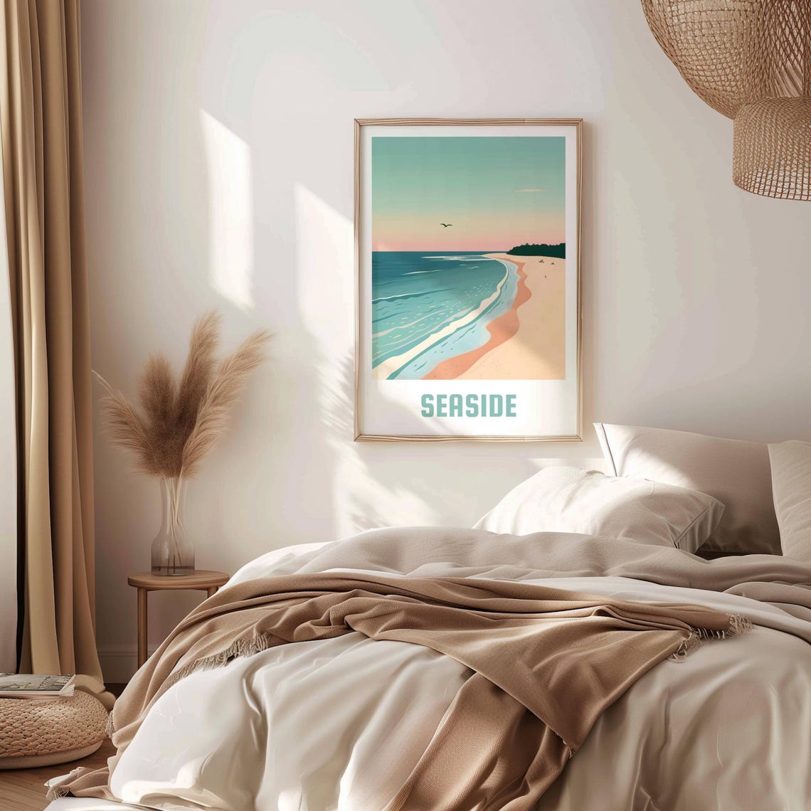 Seaside Sunset Beach Waves Retro Coastal Holiday Travel Poster - Image 3