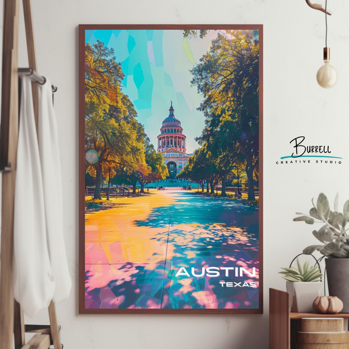 Austin Texas State Capitol Tree Lined Avenue Golden Light Poster - Image 4