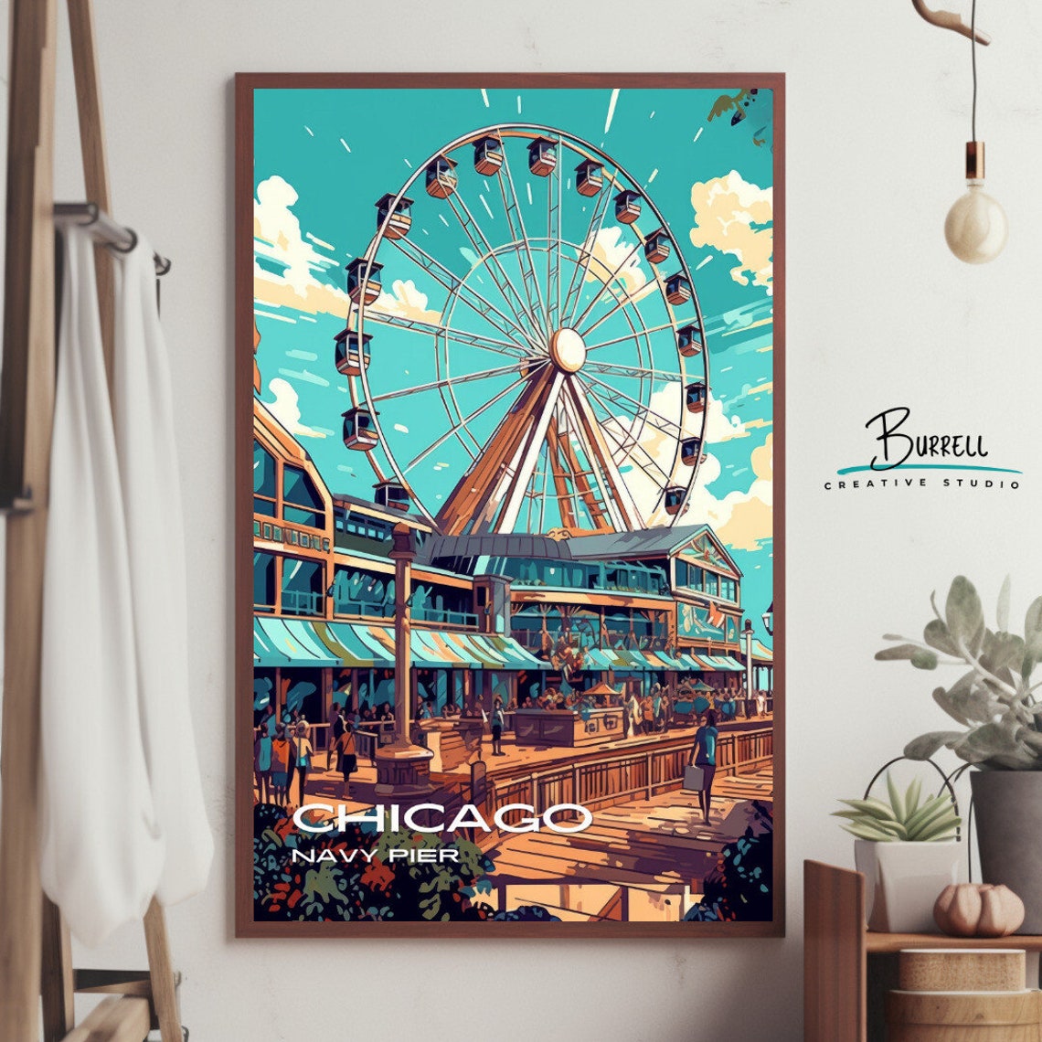Chicago Illinois Navy Pier Ferris Wheel Summer Fun Boardwalk Poster - Image 4