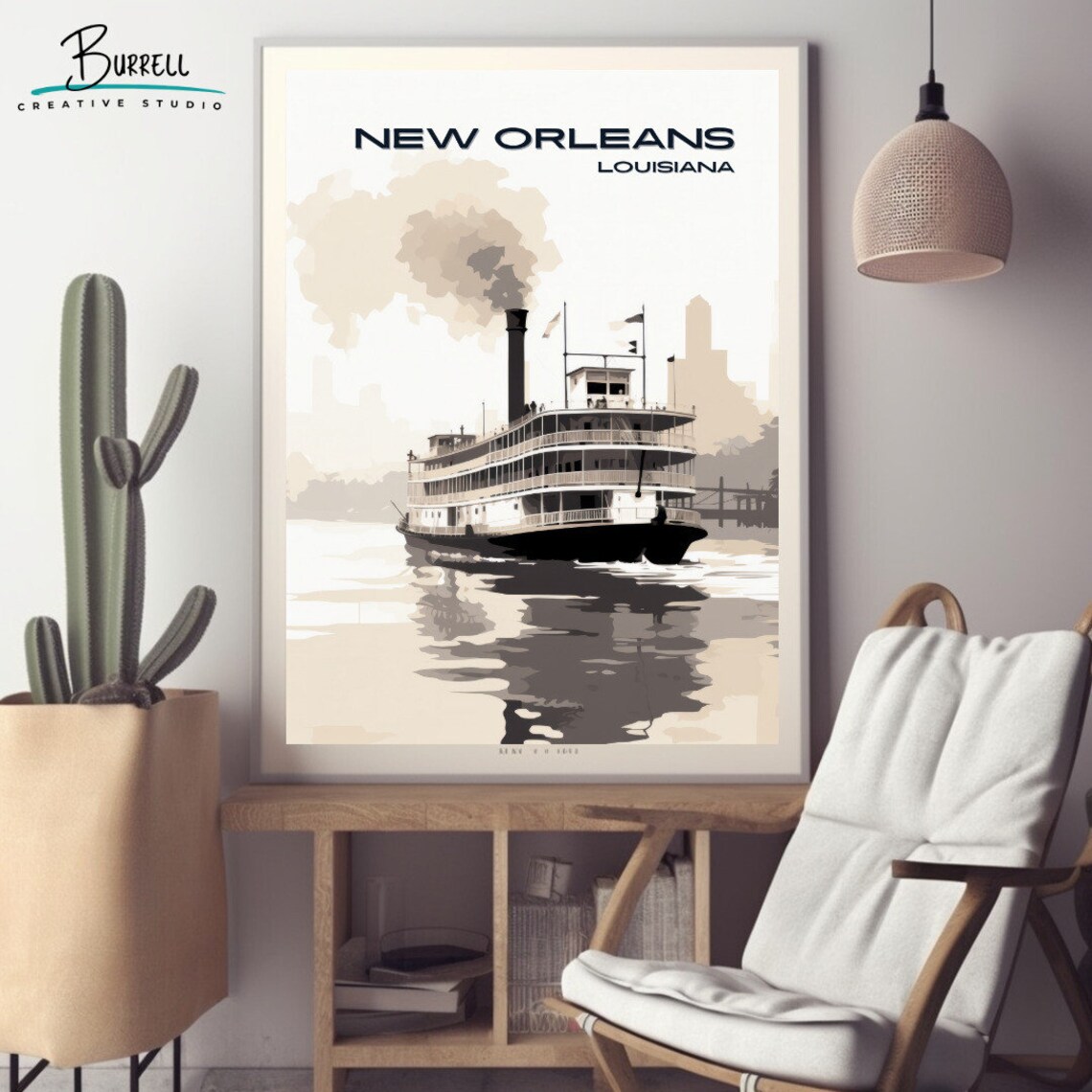 New Orleans Louisiana Steamboat Mississippi River Travel Poster - Image 2