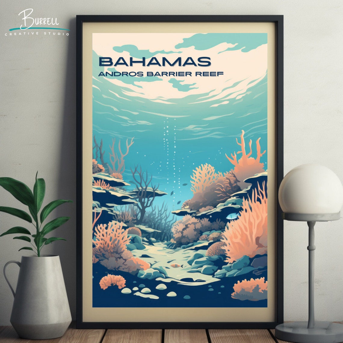 Andros Bahamas Barrier Reef Travel Poster Wall Art Poster Print - Image 3