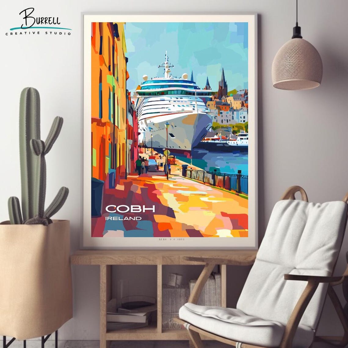Cobh Ireland Harbor Cruise Ship Colorful Quay Scenic View Poster - Image 2