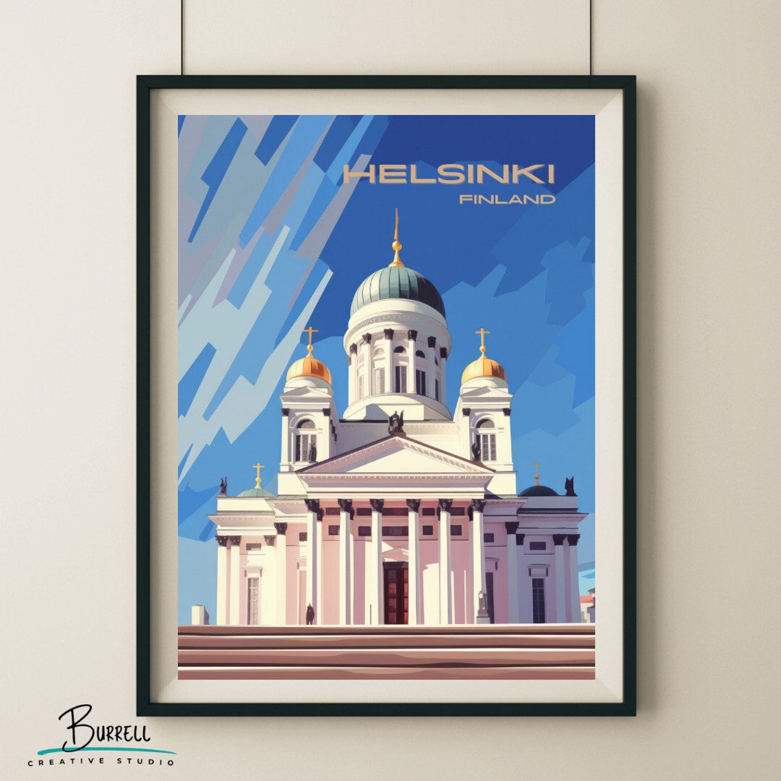 Helsinki Finland Cathedral White Dome Nordic Retro Travel Poster - Image 4
