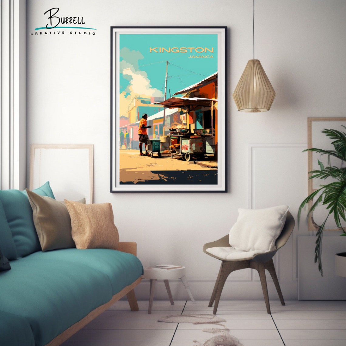 Kingston Jamaica Street Vendor Travel Poster Wall Art Poster Print - Image 2