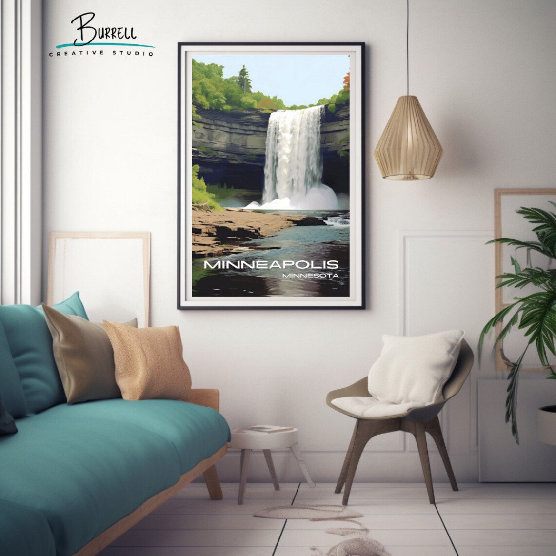 Minneapolis Minnesota Minnehaha Falls Travel Poster - Image 3