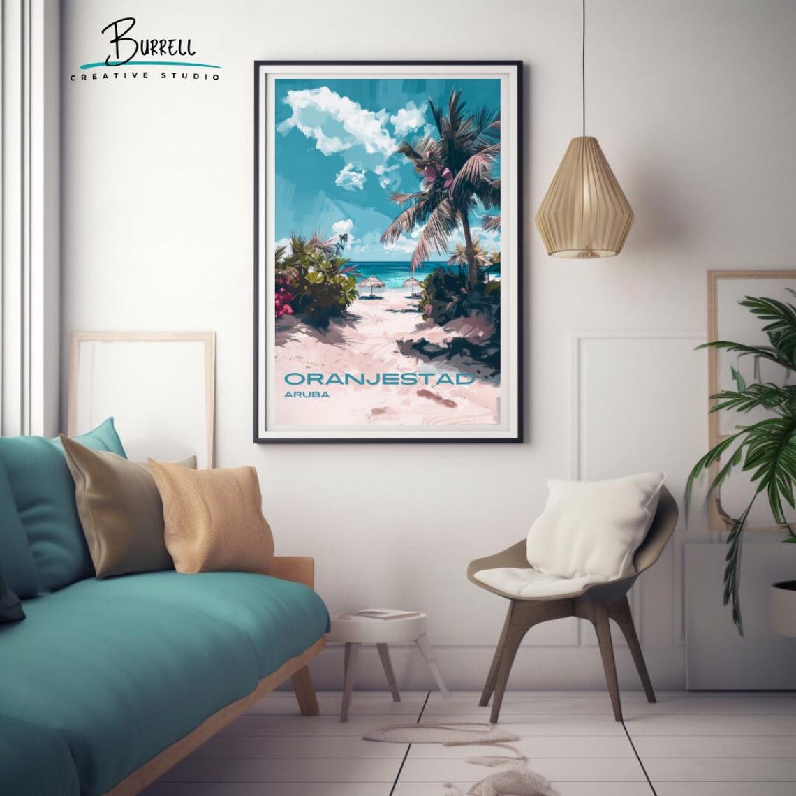 Oranjestad Aruba Beach View Travel Poster Wall Art Poster Print - Image 3