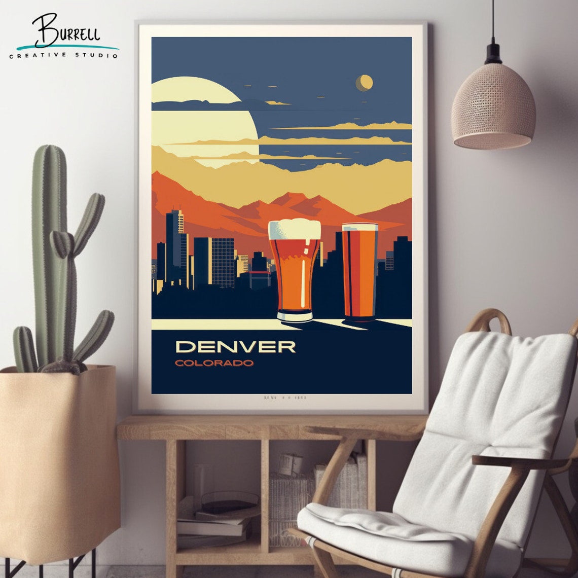 Denver Colorado Skyline Craft Beer Glasses Rocky Mountain Poster - Image 2