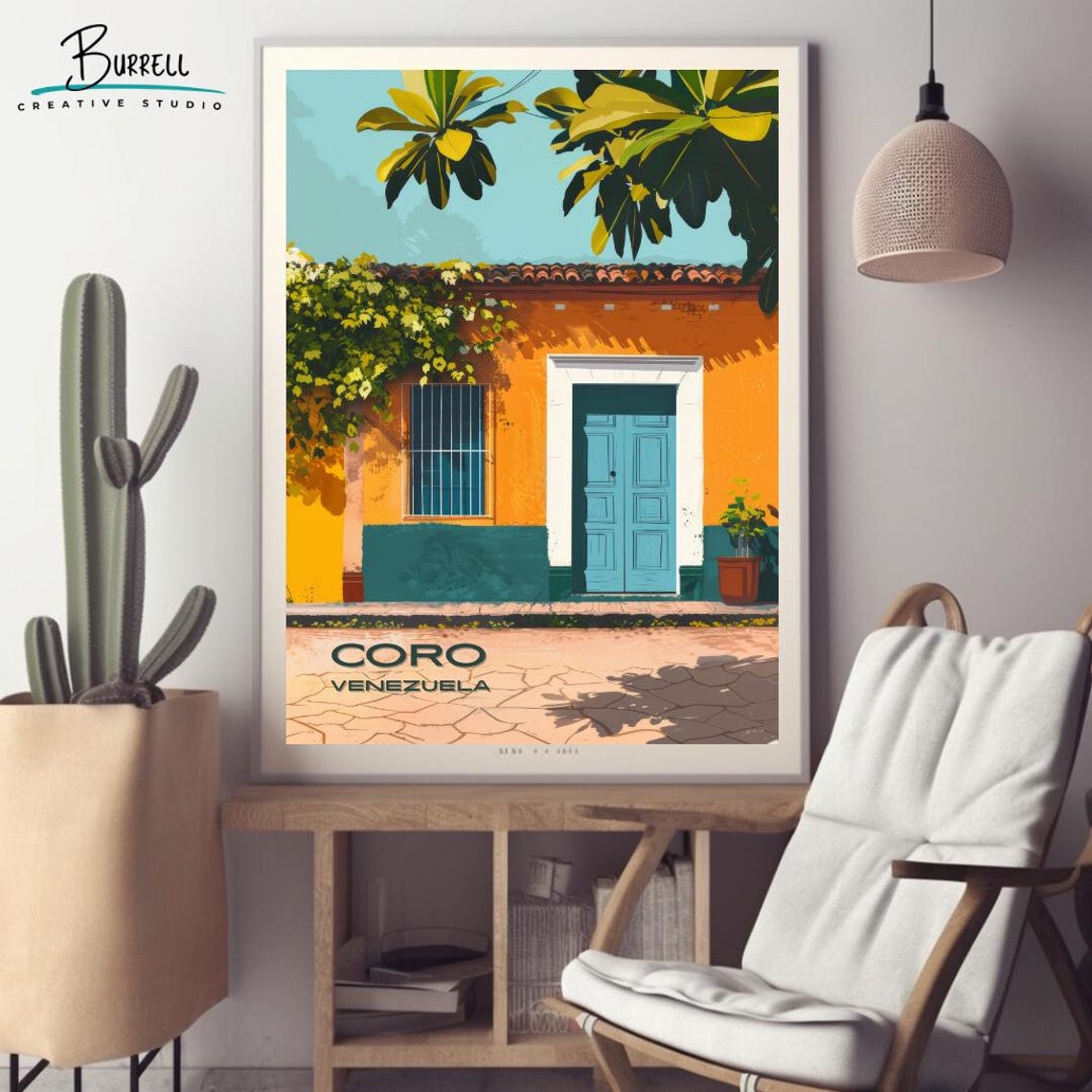 Coro Venezuela Colonial Door Architecture Orange House Travel Poster - Image 2