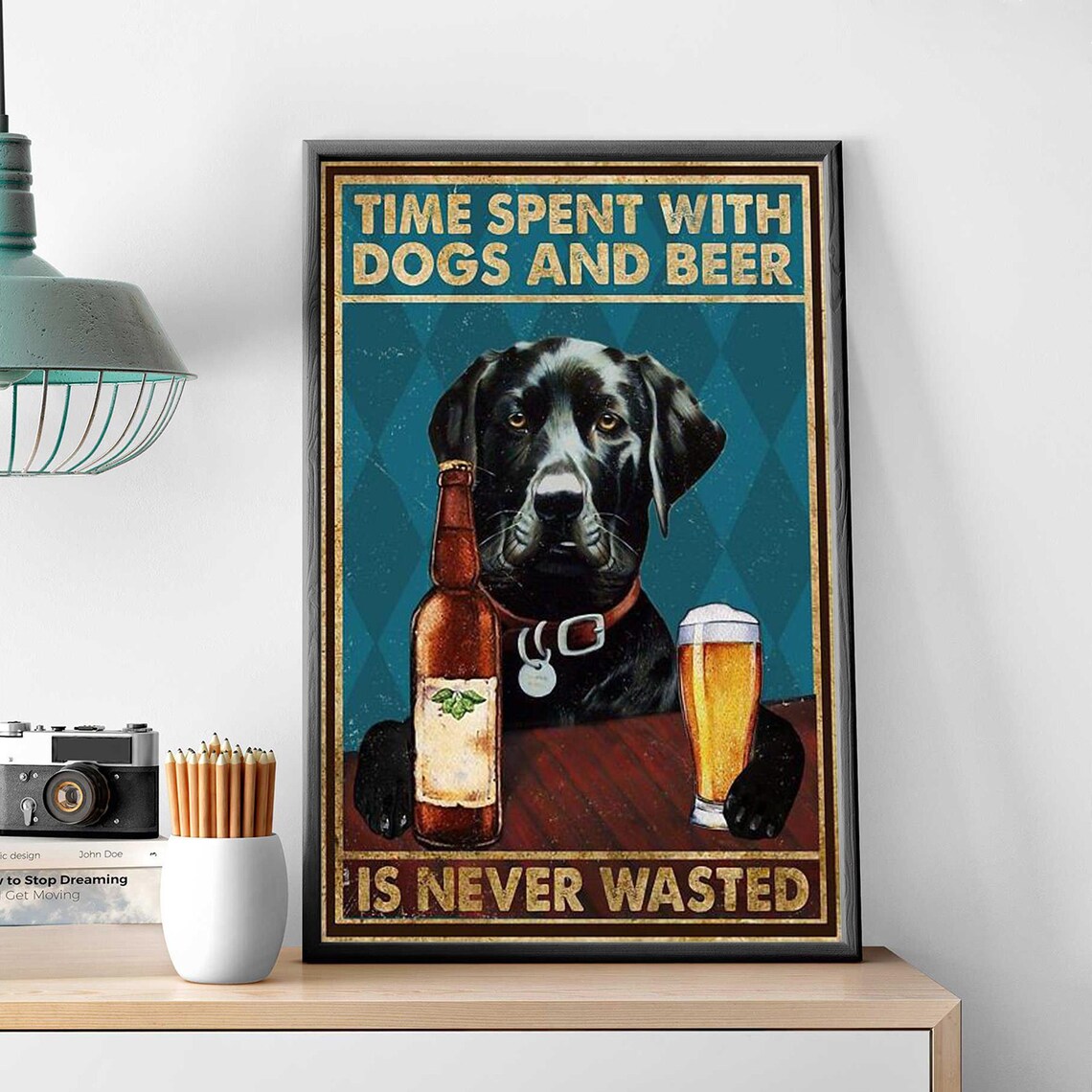 Black Labrador Beer Humor, Man Cave Art Print - Image 3