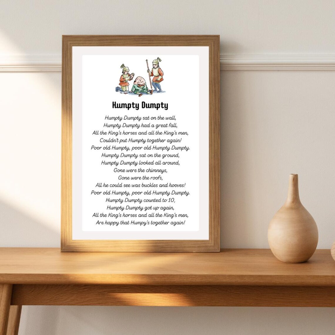 Humpty Dumpty Nursery Rhyme Lyrics Illustrated Storybook Poster - Image 3