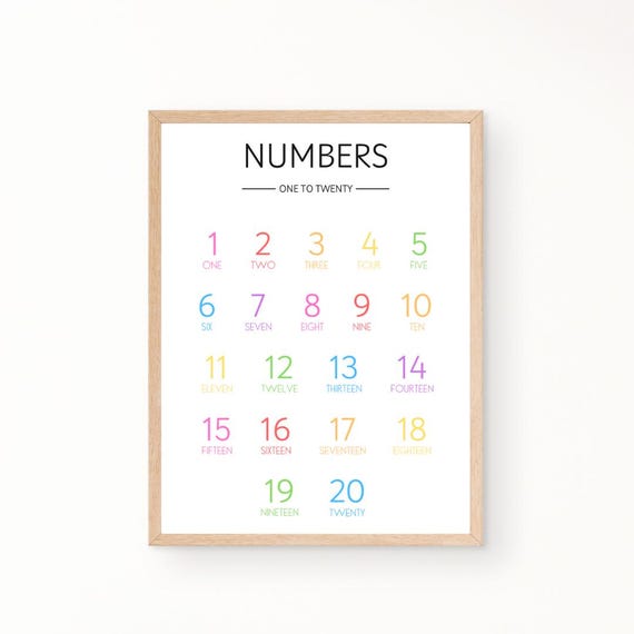 Numbers Count 1 20 Educational Print Numbers Print Counting Print Homeschool Prints Classroom Prints Playroom Print Montessori Print