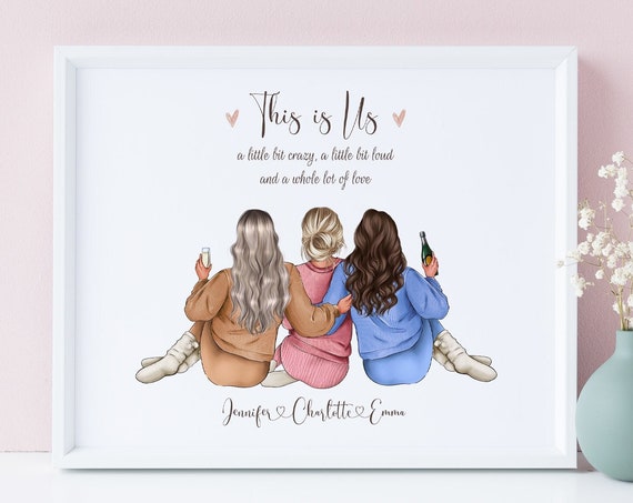 Best Friends Personalized Print Custom 3 Friend Prints Three Best Friends Gift Picture Group Of Three Best Friends Gift