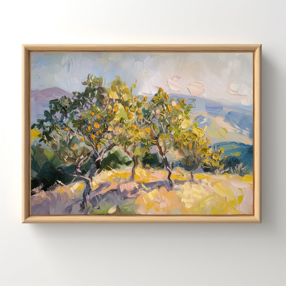 Jeju Island Orange Grove Citrus Trees Impressionist Painting Poster