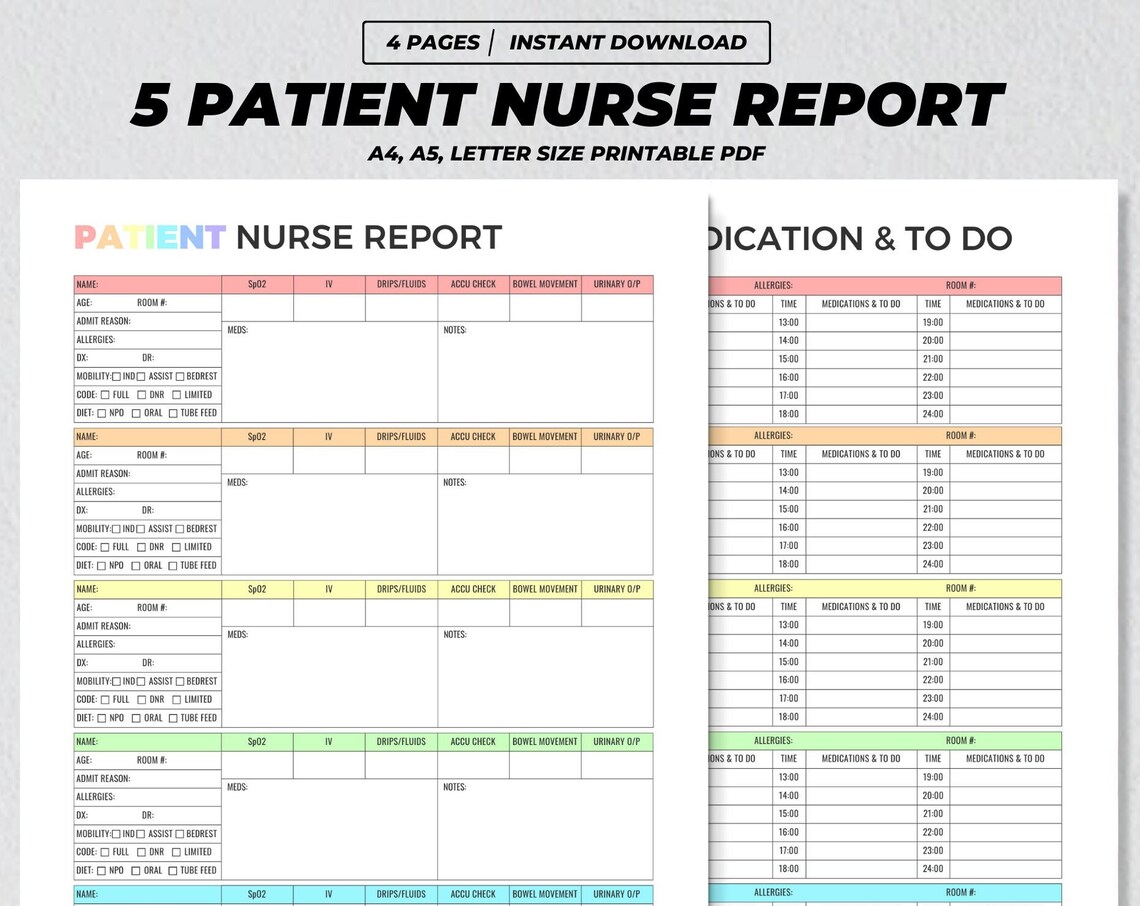 Nurse Report Patient Med Surg Shift Planner Art Print