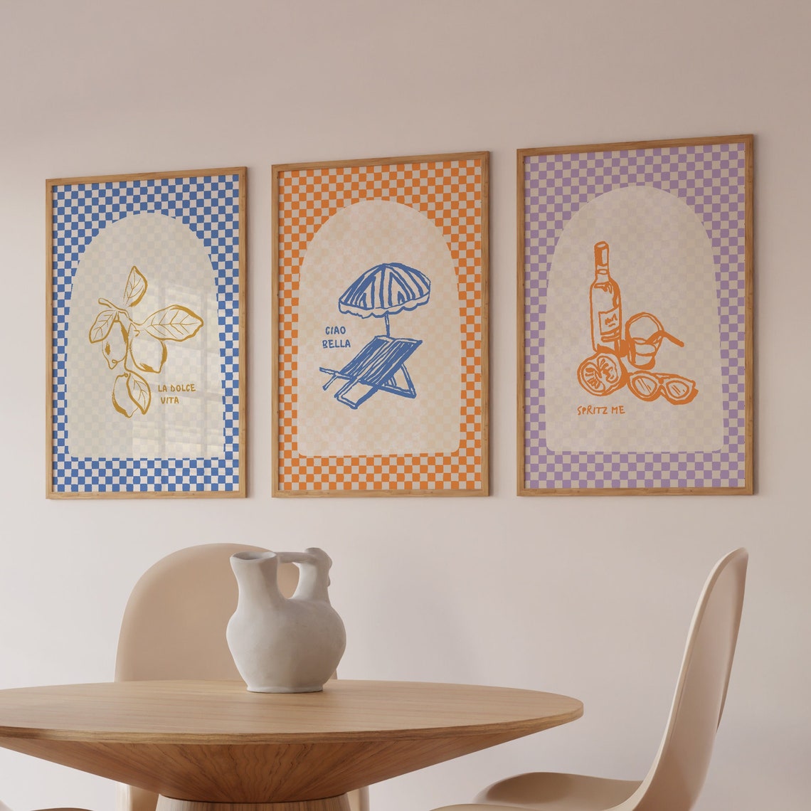 Checkerboard Summer Art Set La Dolce Vita Ciao Bella Spritz Poster