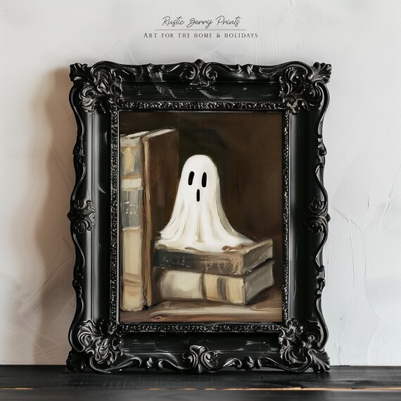 Ghost Print Wall Art Halloween Decor Moody Vintage Print Spooky Ghost Painting Academia Instant