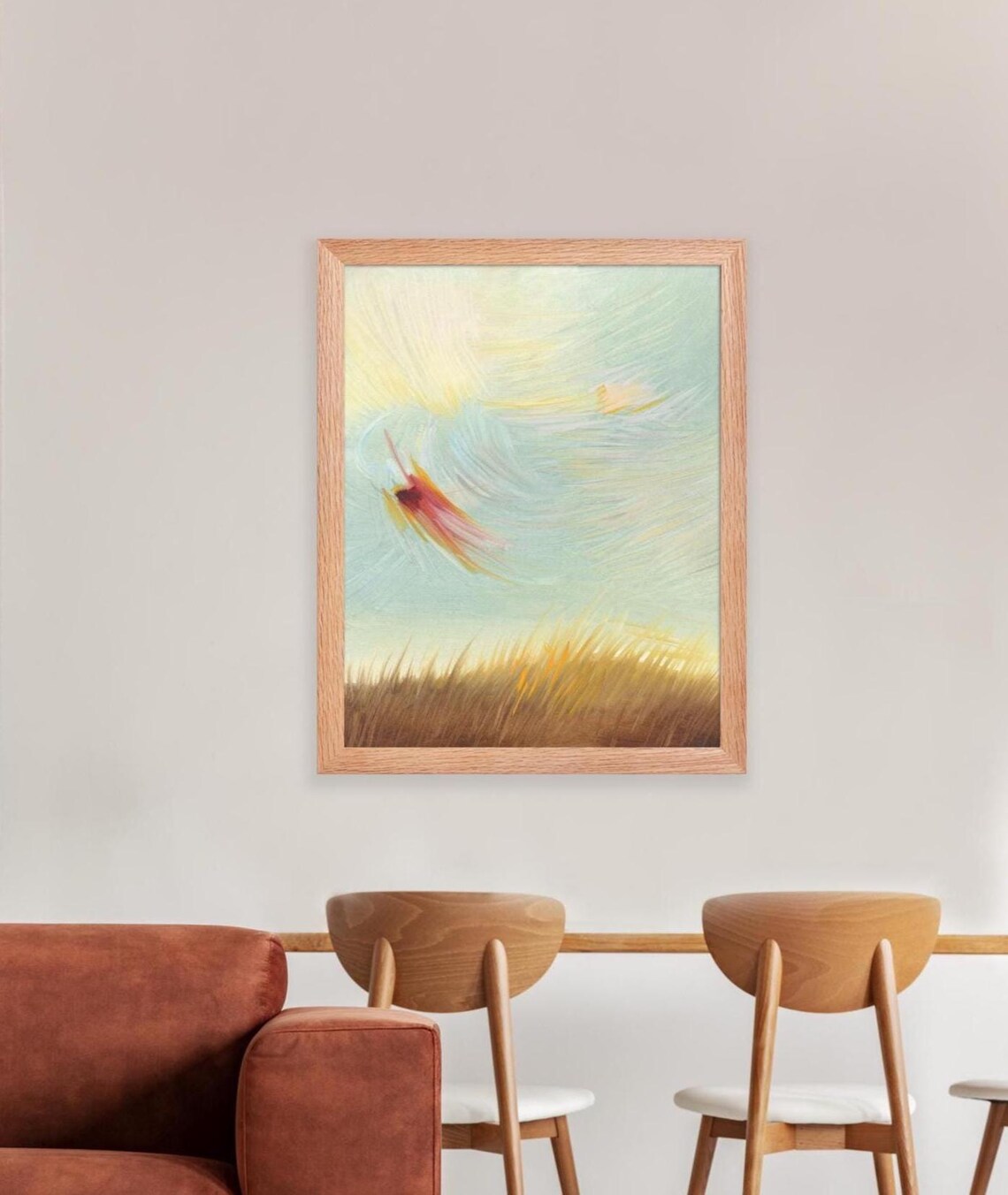 Prairie Watercolour Landscape Art Print, Boho Horizon