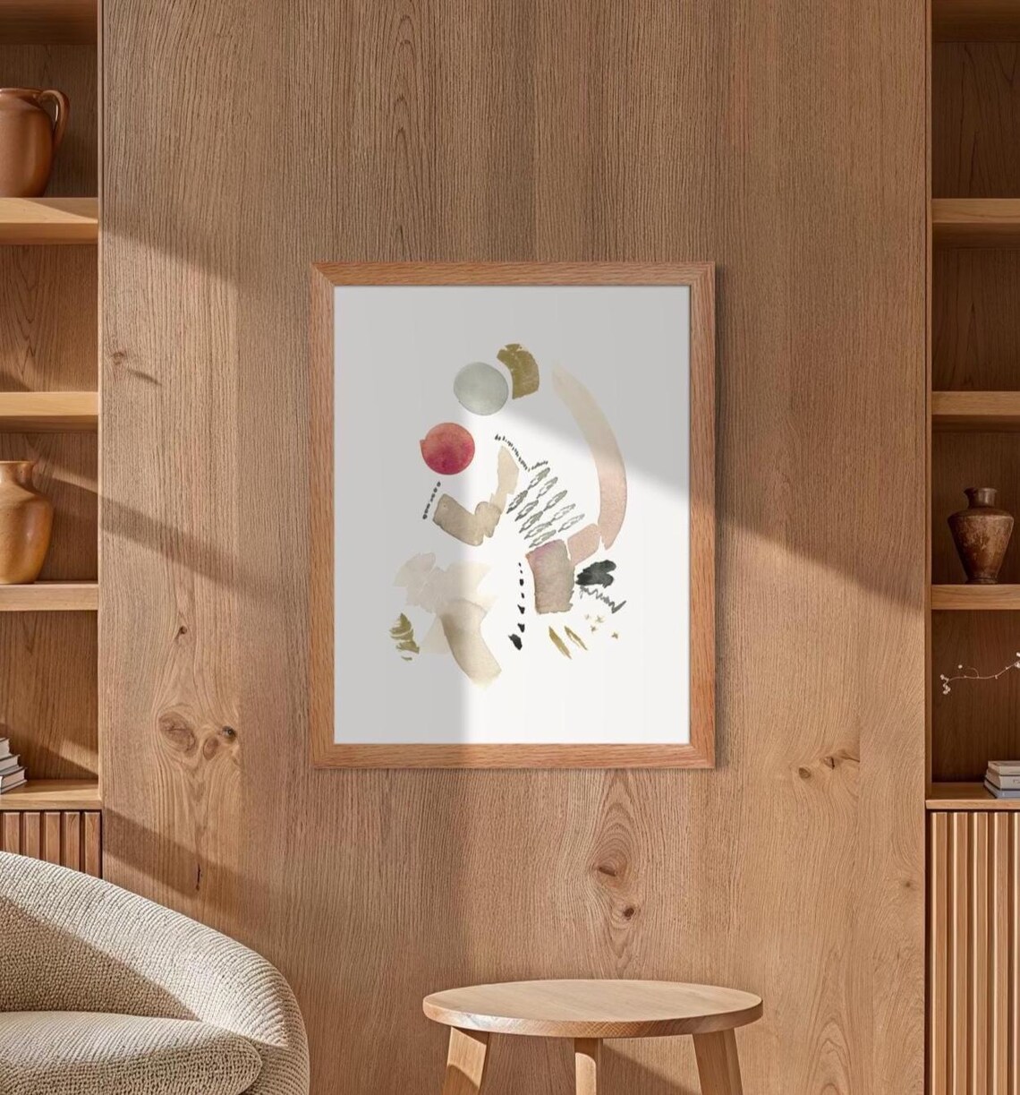 Abstract Midcentury Modern Art Print Watercolour Gallery Wall Vintage Poster