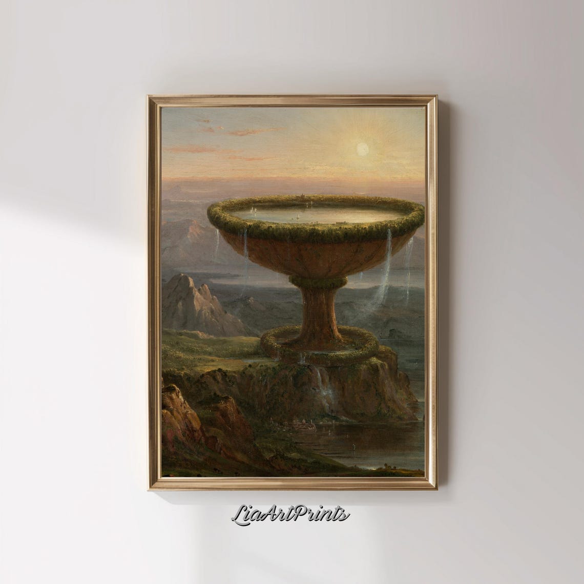 Thomas Cole Titan's Goblet Giant Stone Chalice Sunset Vintage Poster - Image 3