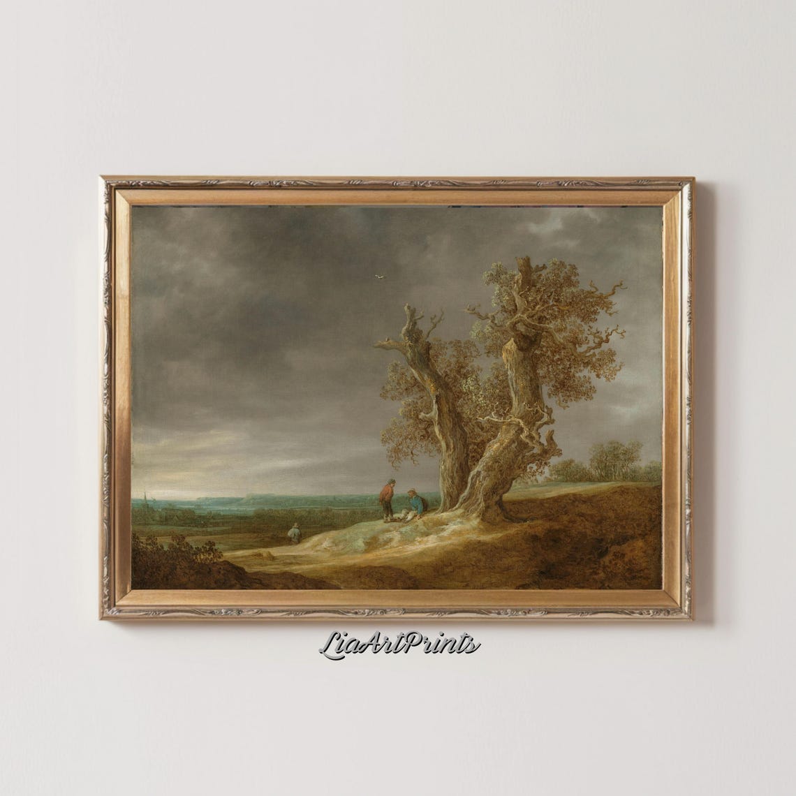 Stormy Moorland with Gnarled Oaks and Travelers Vintage Poster - Image 2