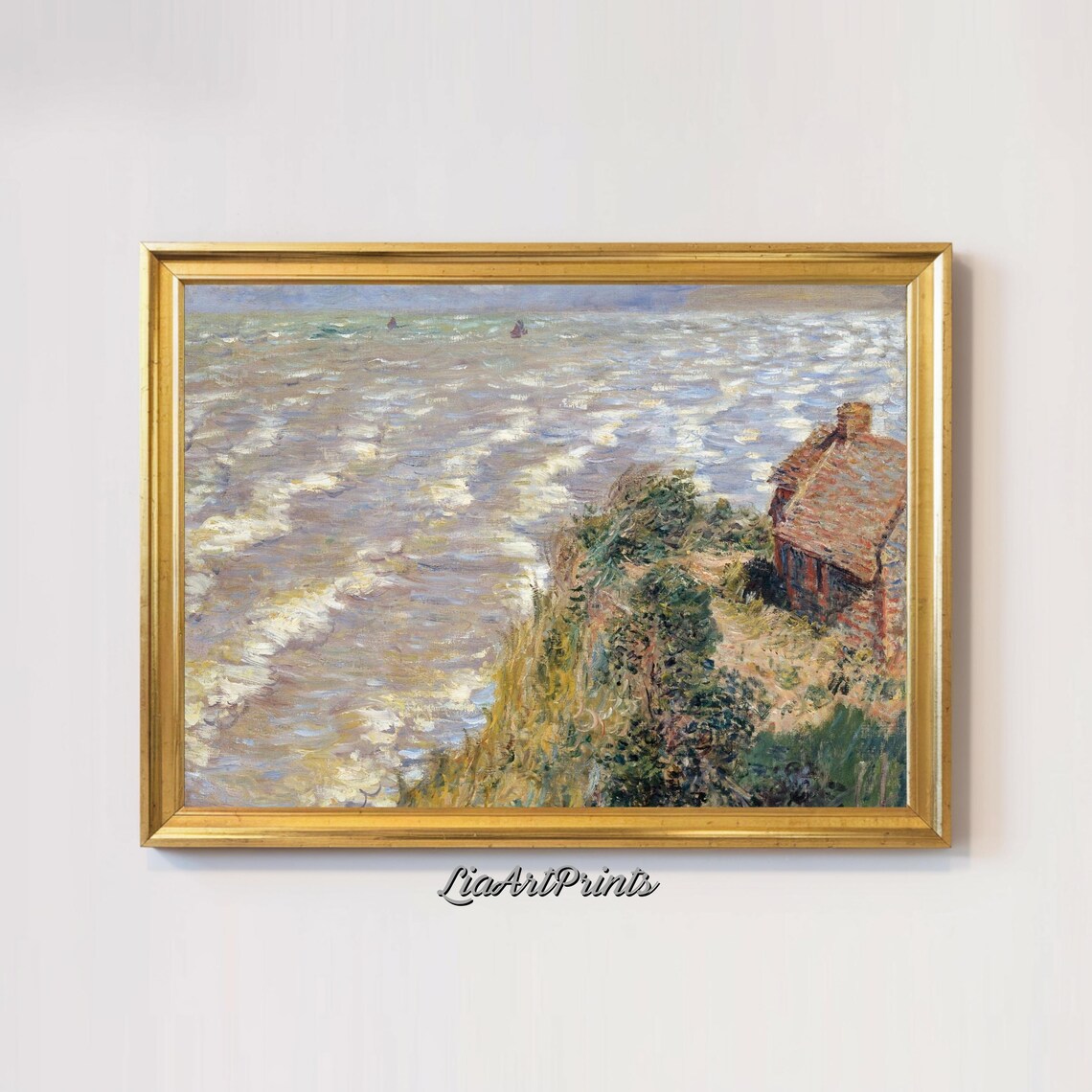 Windy Coastal View, Monet-Inspired Seaside Landscape - Image 3