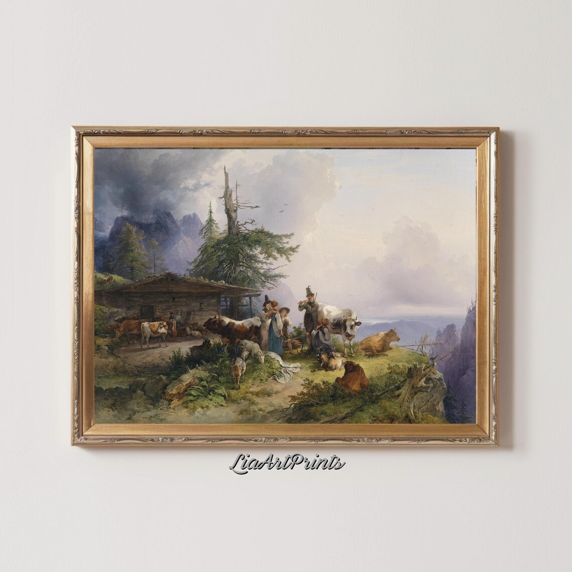 Alpine Pastoral Scene, Rustic Mountain Landscape - Image 2