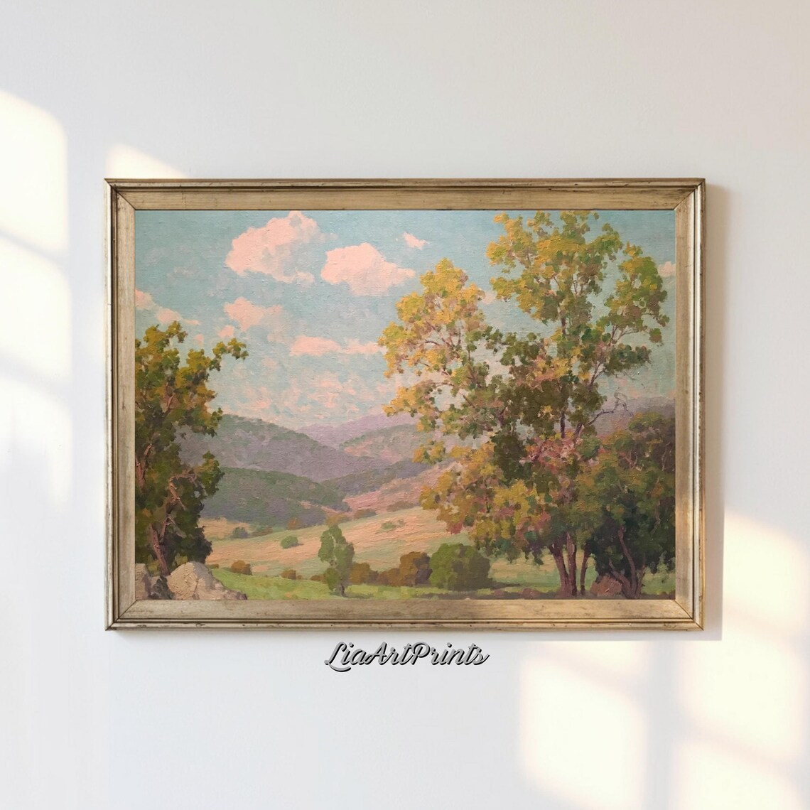 Tranquil Countryside Landscape, Rolling Hills And Trees
