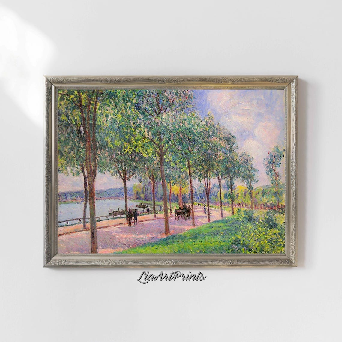 Impressionist Riverside Path Tree Lined Scenic Artwork Fine Art Print For Nature Inspired Dcor Classic Landscape Painting - Image 4