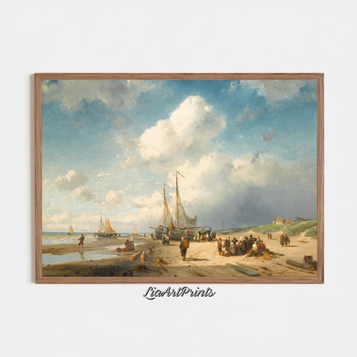 Vintage Seaside Fishing Village Boats Beach Coastal Scene Poster - Image 4