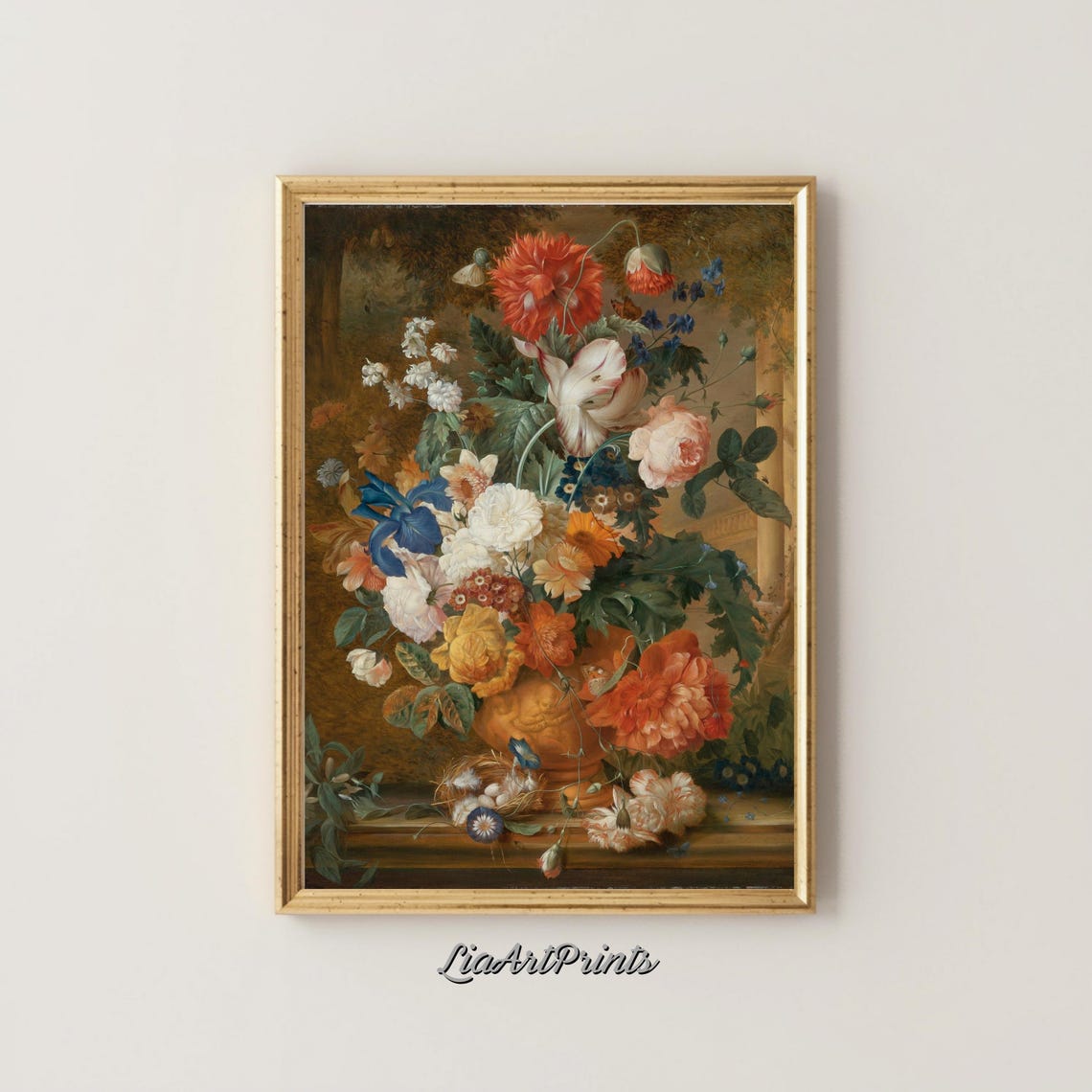 Baroque Floral Bouquet Roses Peonies Poppies Vintage Still Life Poster - Image 4