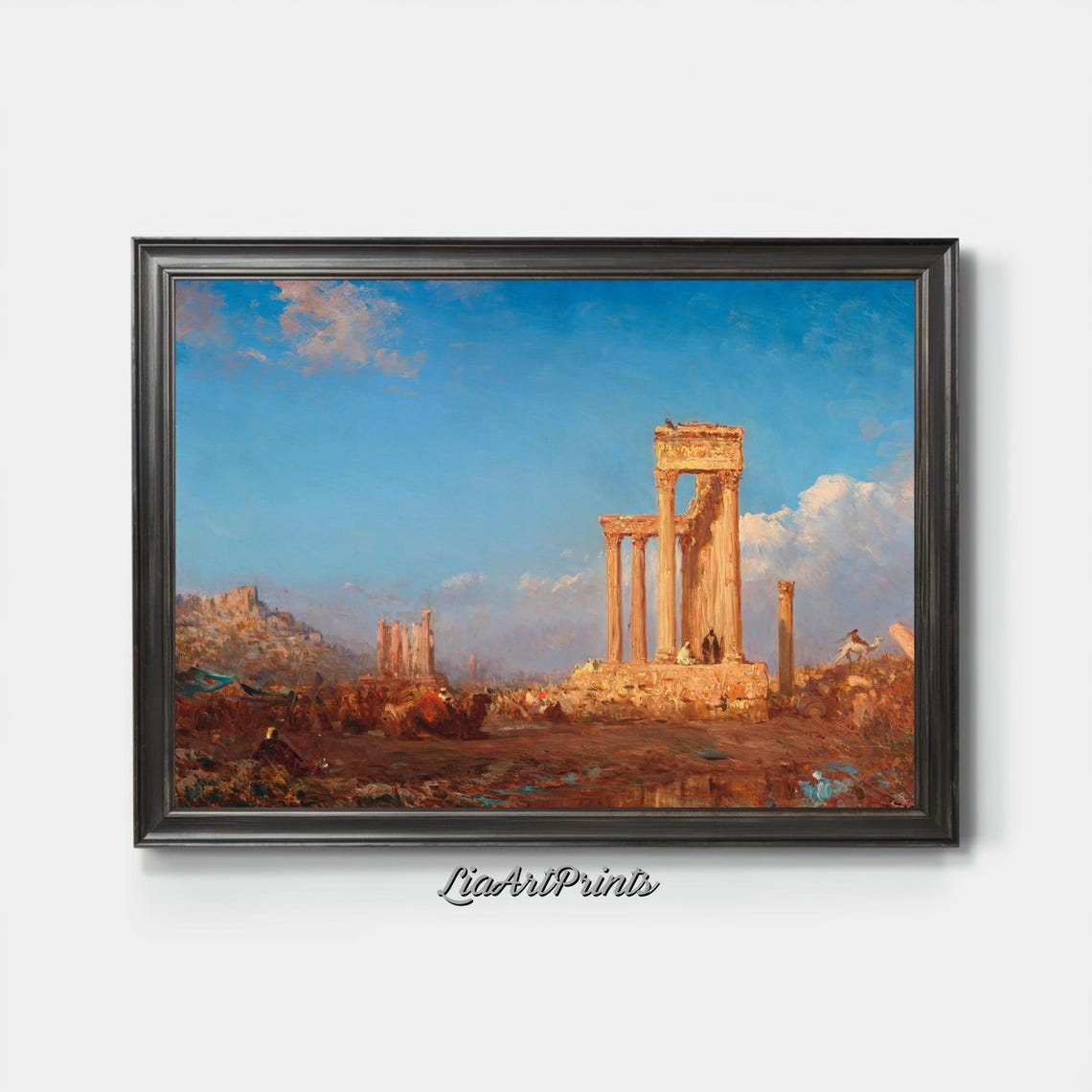 Ancient Ruins Under A Blue Sky Classic Roman Architecture Painting Historical Landscape Wall Art - Image 4