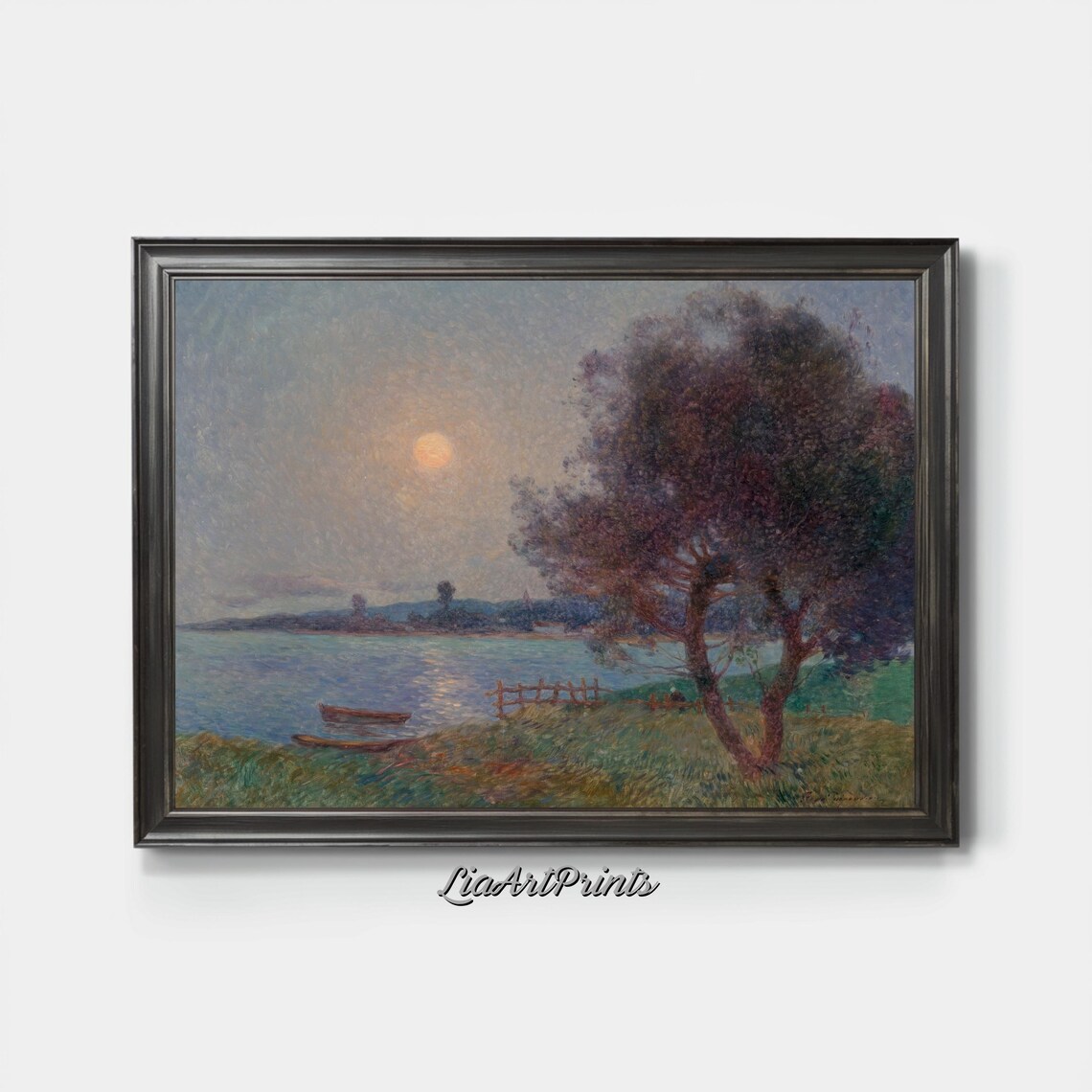 Tranquil Moonlit Landscape, Serene Evening Art Print - Image 4