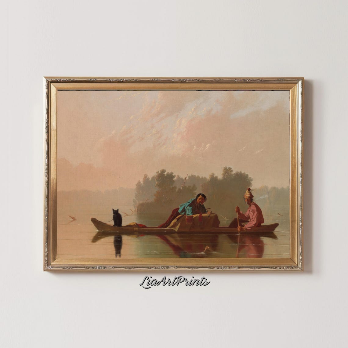 George Caleb Bingham Fur Traders Descending The Missouri Canoe Poster - Image 2