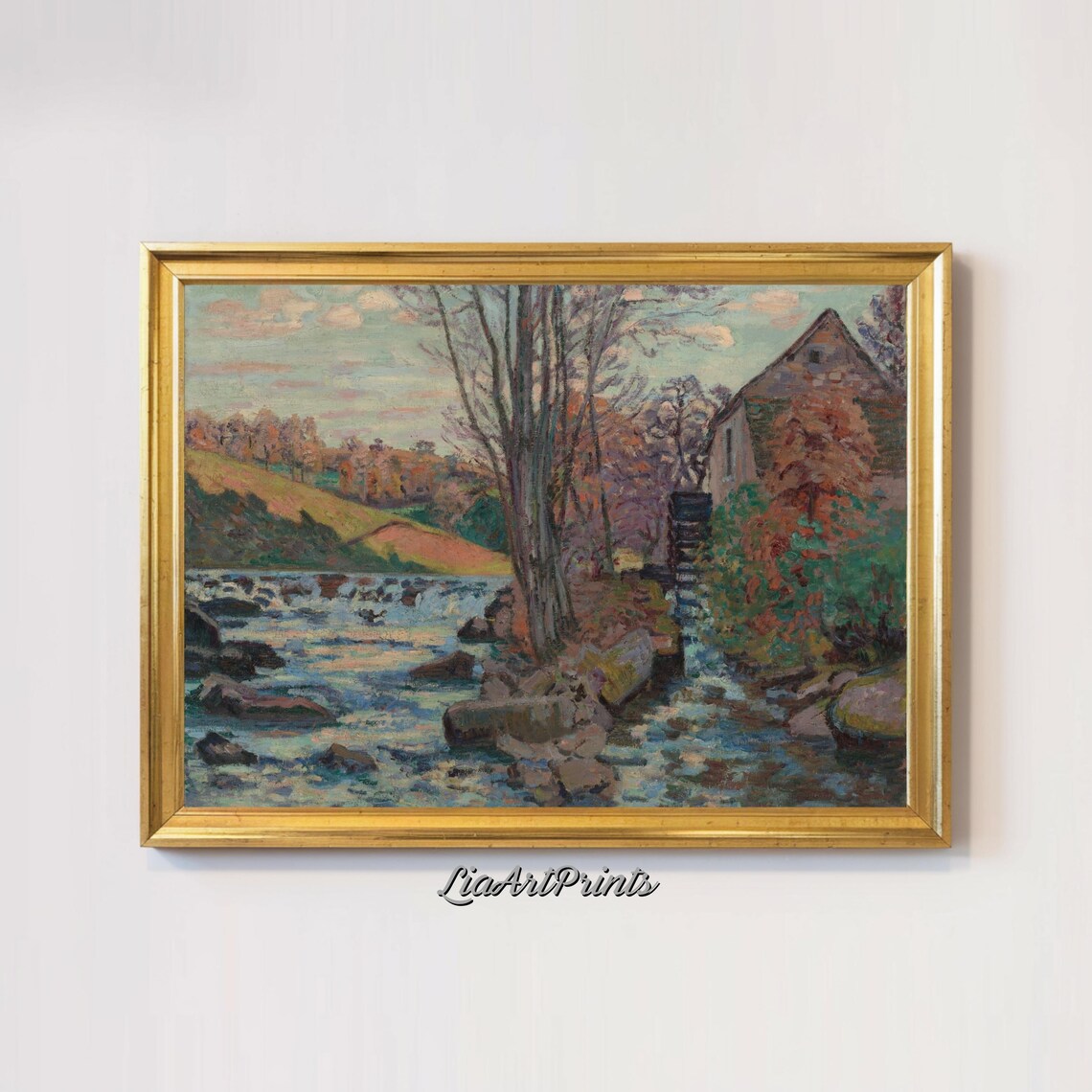 Impressionist River Scene, Tranquil Landscape - Image 2