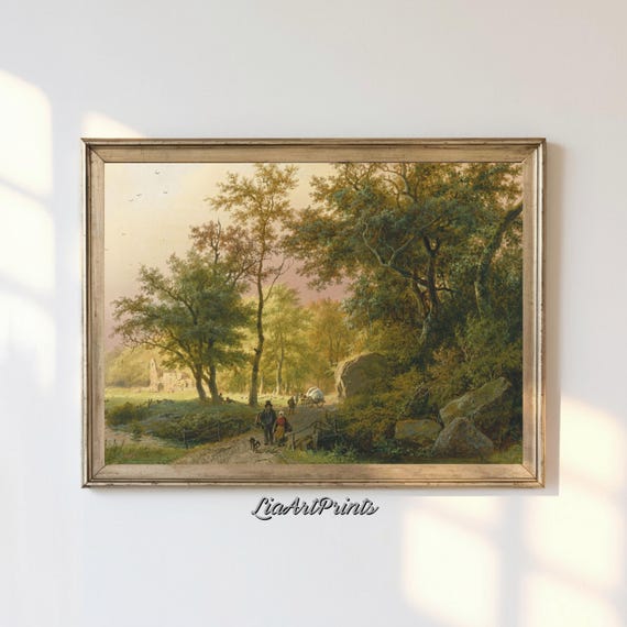Vintage Forest Landscape Art Antique Nature Wall Print Rustic Pastoral Decor For Living Room Or Bedroom Timeless Countryside Artwork