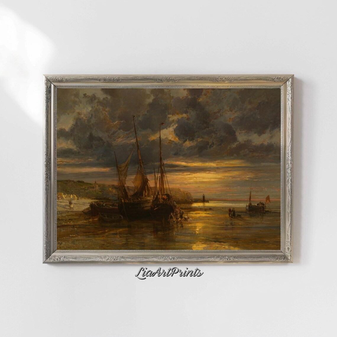 Dramatic Harbor At Sunset Nautical Art Print - Image 4