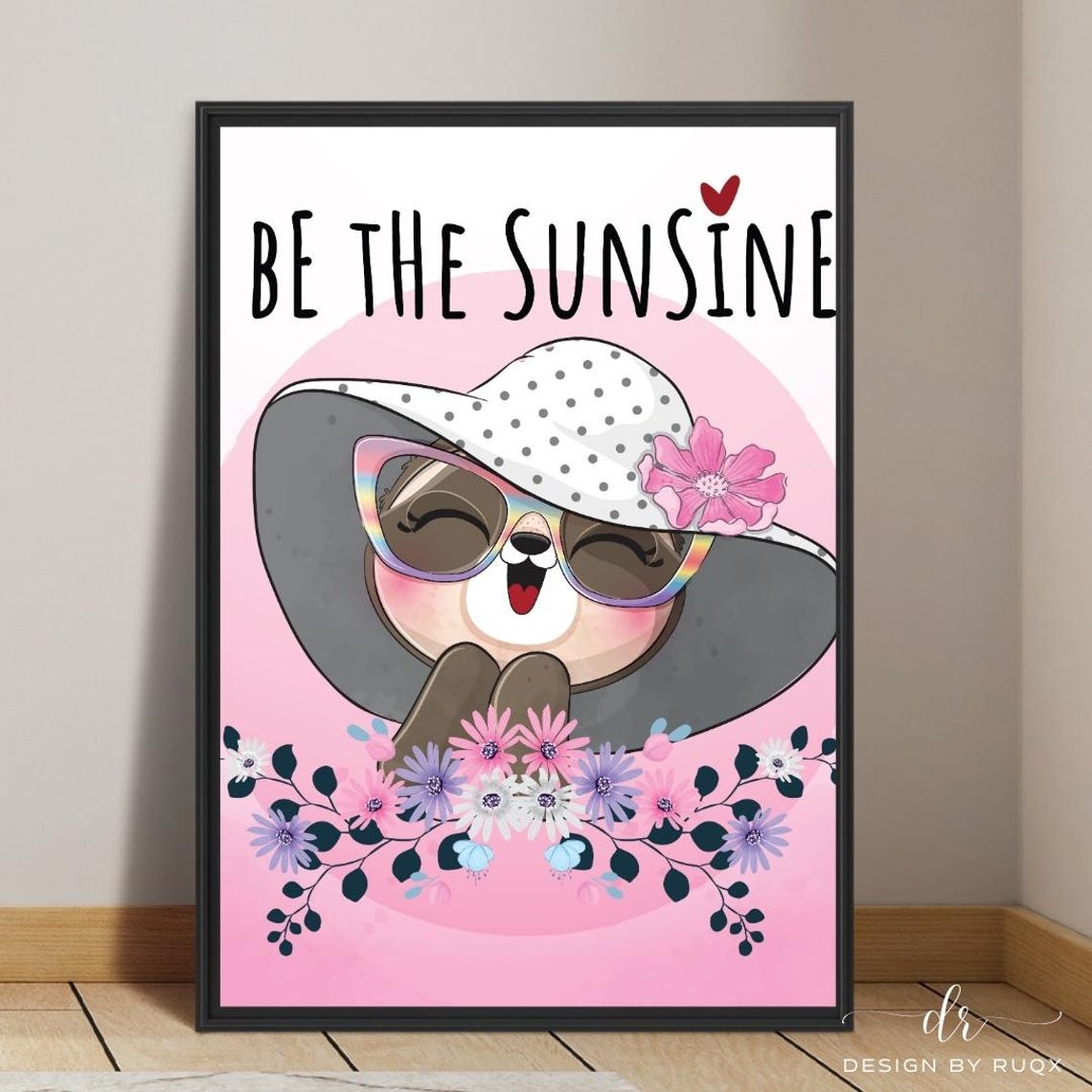 Be The Sunshine Happy Otter Summer Sunglasses Quote Wall Poster