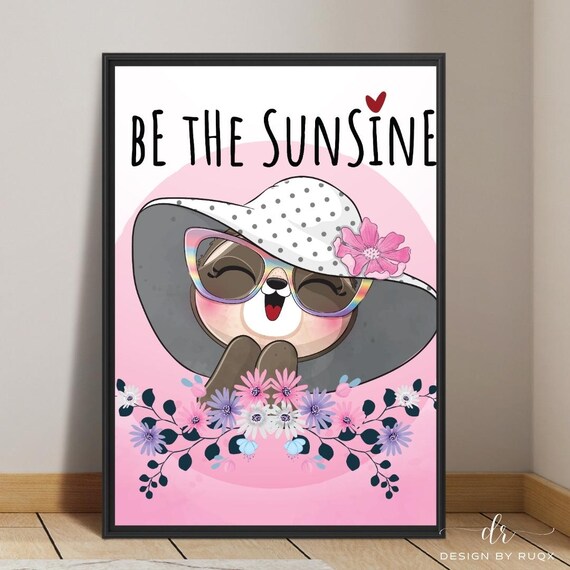 Be The Sunshine Happy Otter Summer Sunglasses Quote Wall Poster
