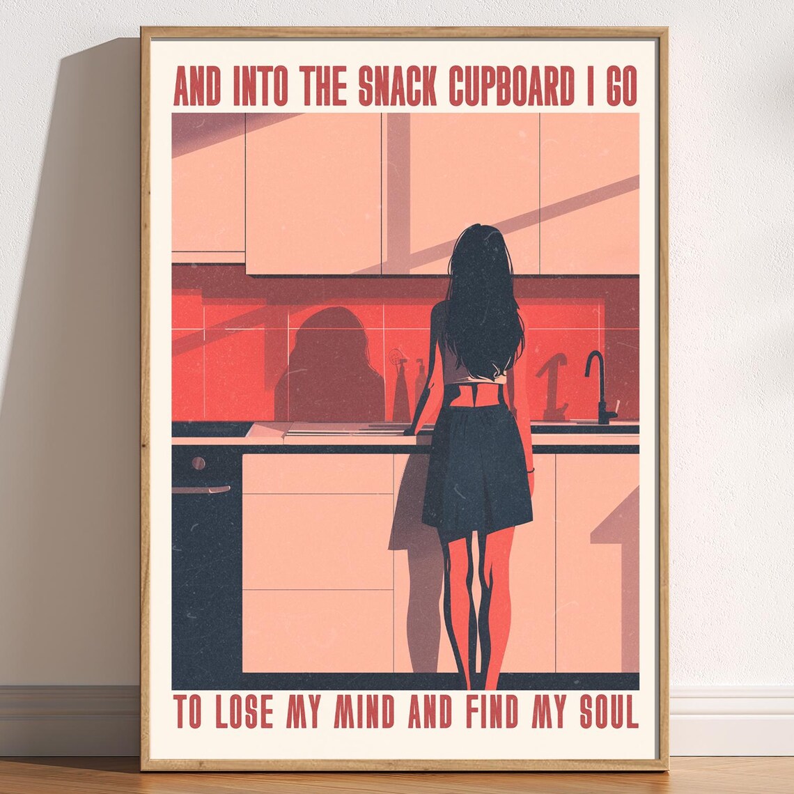 Into The Snack Cupboard I Go Funny Retro Kitchen Quote Wall Poster