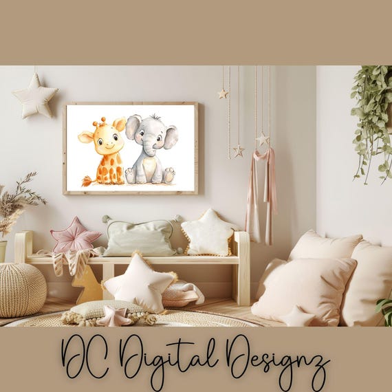 Nursery Wall Art Watercolor Animals Art Nursery Decor Cute Baby Animal Prints Woodland Safari Farm Animals Instant