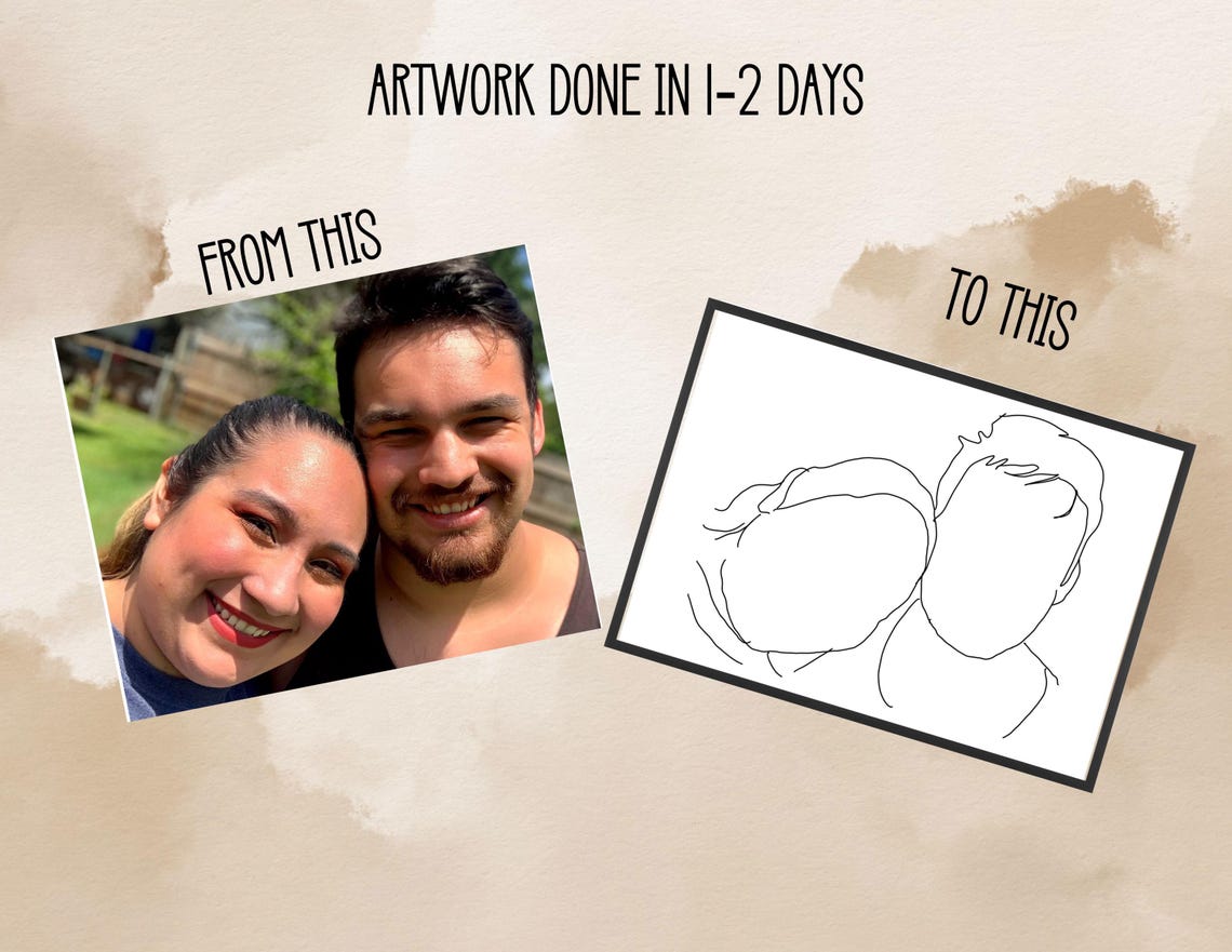 Custom Line Art Portrait From Photo Personalized Minimalist Wall Art In Multiple Sizes Unique Gift For Any Occasion - Image 2