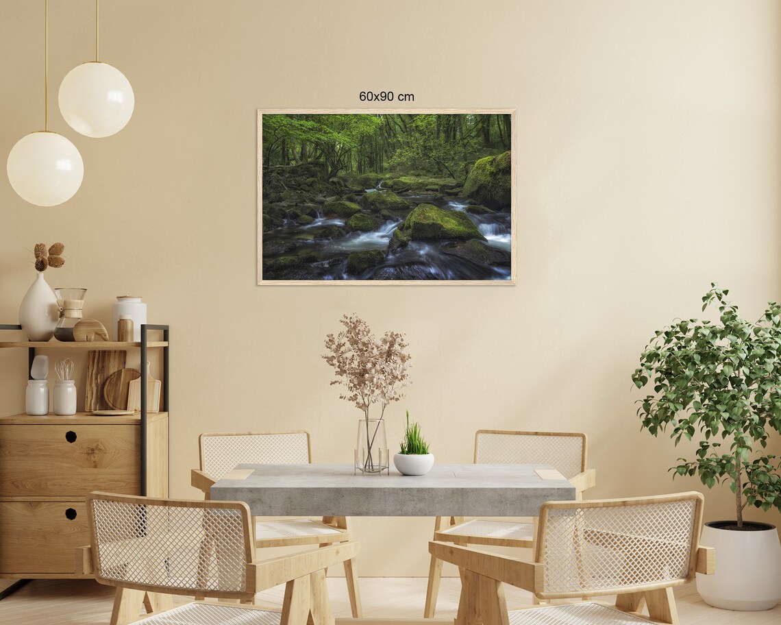 Cornwall Woodland Stream Moss Covered Rocks Flowing Water Poster - Image 2