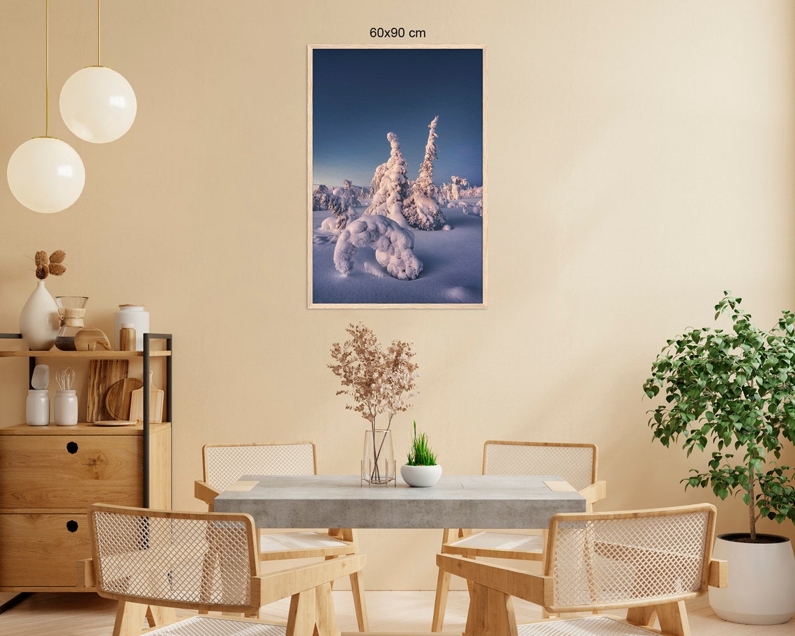 Winter Landscape In Lapland Premium Wall Picture With Wooden Frame Wall Art Living Room Decoration Art Print Poster Fine Art Photography - Image 2