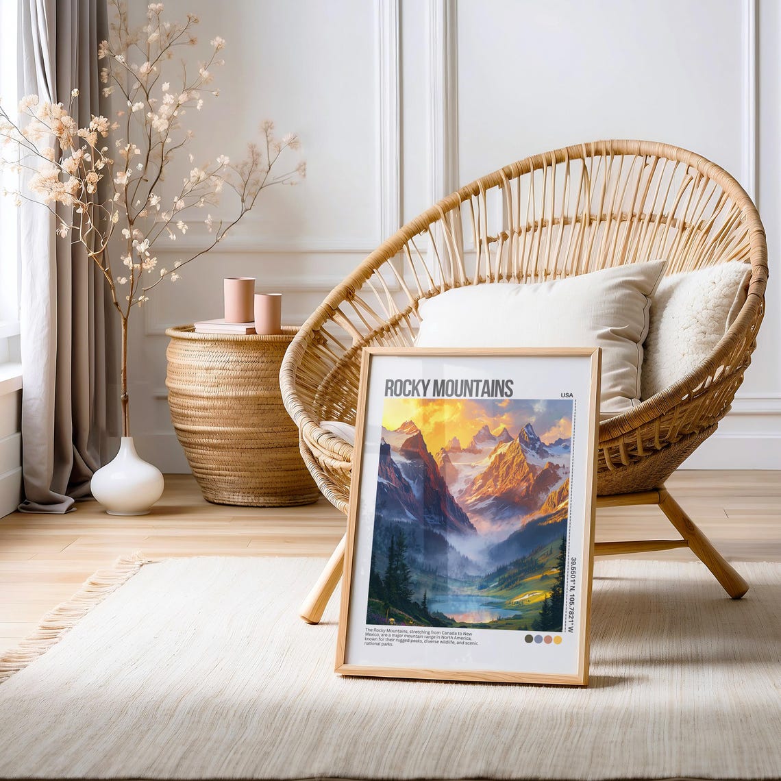 Rocky Mountains Sunset Alpine Lake USA Mountain Travel Poster - Image 3