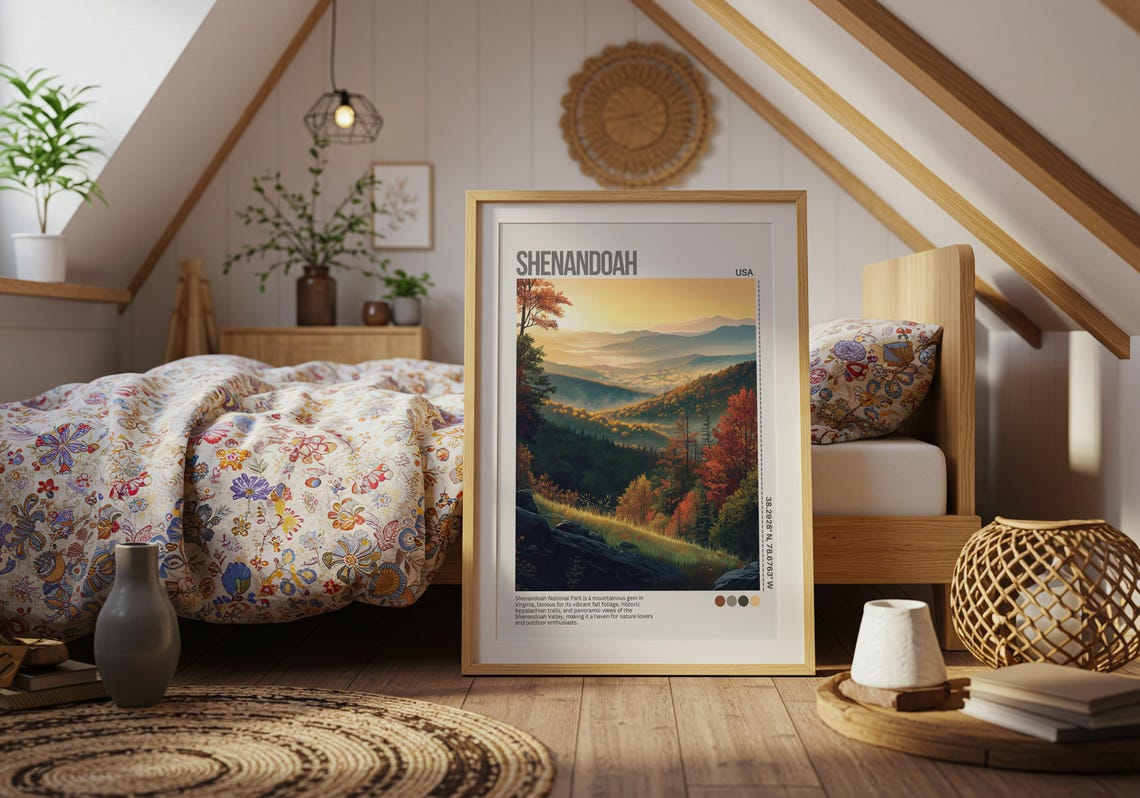 Shenandoah Virginia Sunset Valley Mist National Park Travel Poster - Image 4
