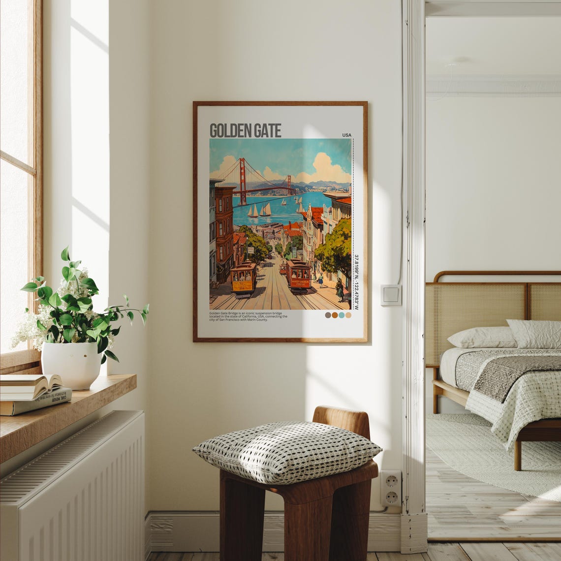 Golden Gate Bridge Cable Cars Hill Retro San Francisco Poster - Image 6