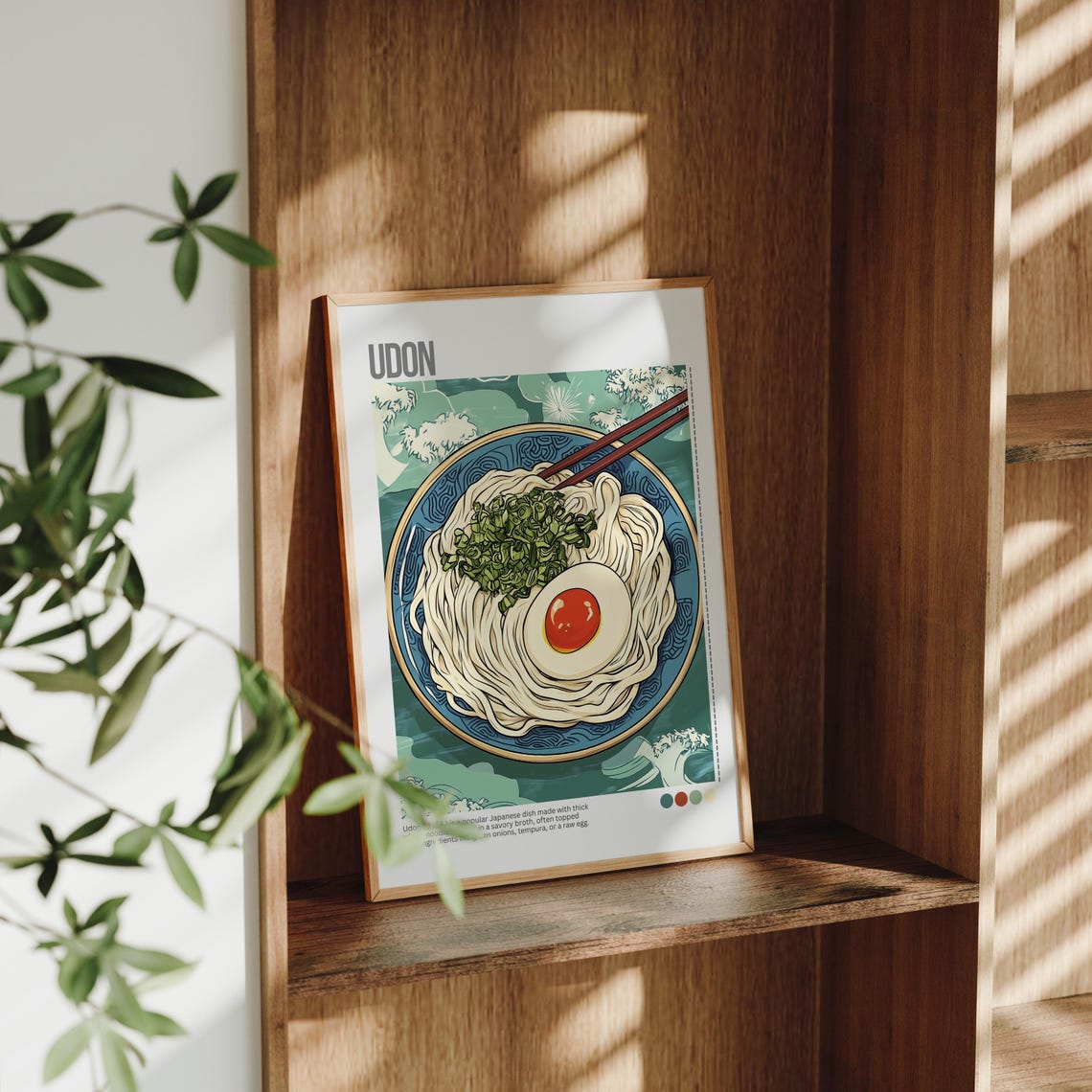 Udon Noodles Soft Egg Japanese Bowl Illustrated Noodle Poster - Image 3