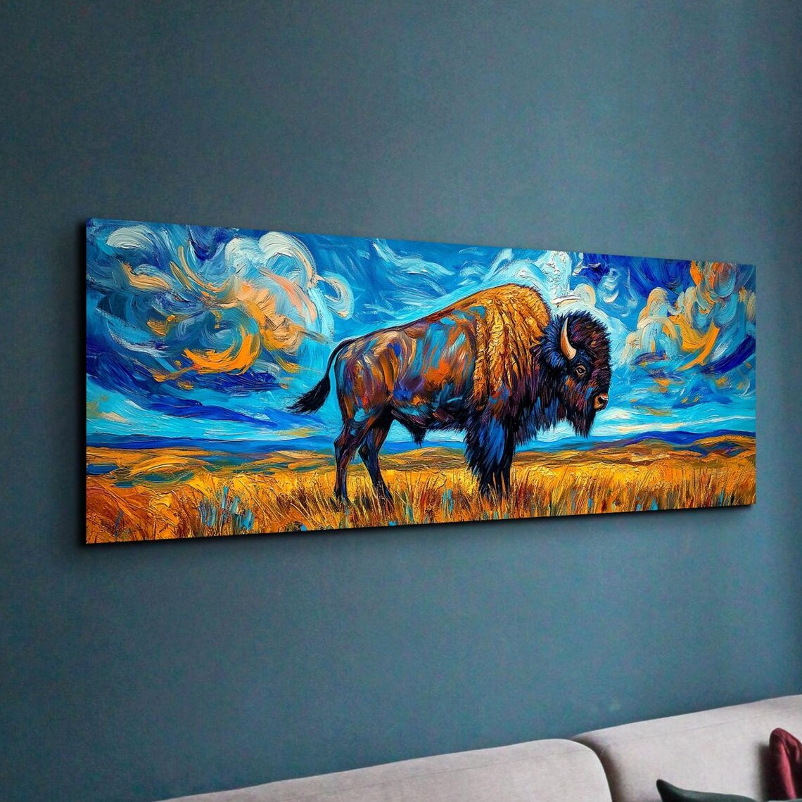 Panoramic Bison Buffalo Landscape Art Print