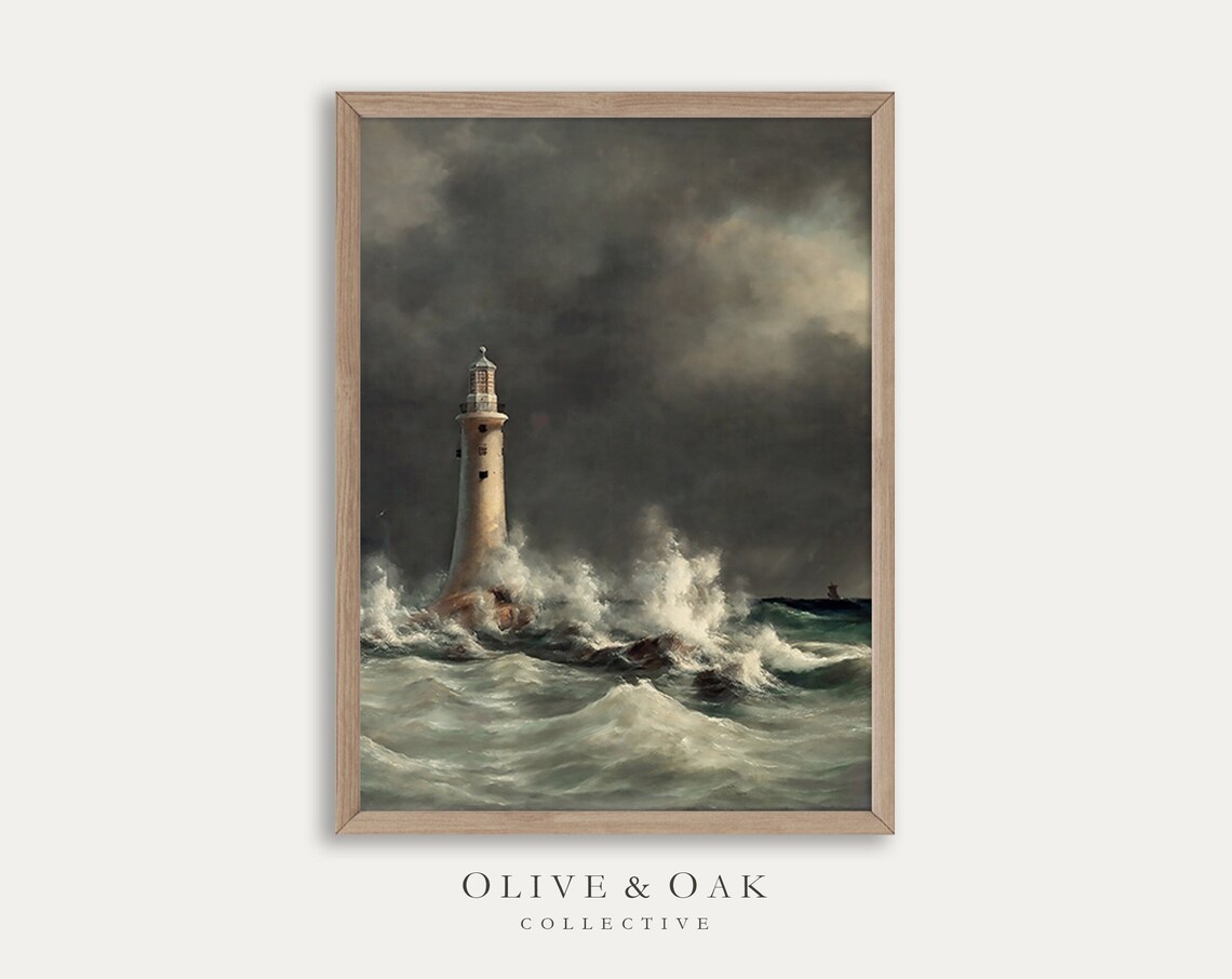 Moody Ocean Print, Vintage Seascape Art Print