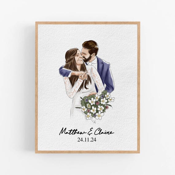 Personalised Watercolour Portrait Anniversary Gift